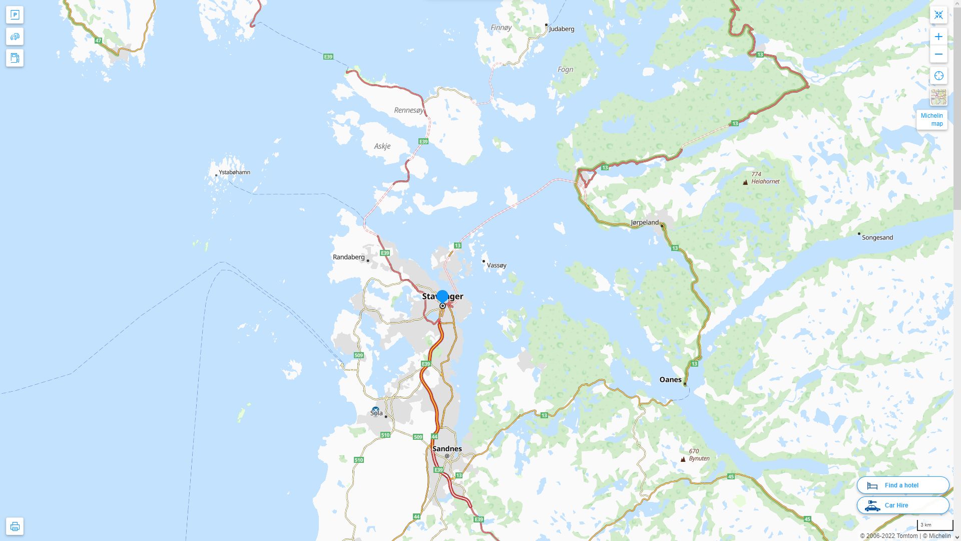 Stavanger Norvege Autoroute et carte routiere